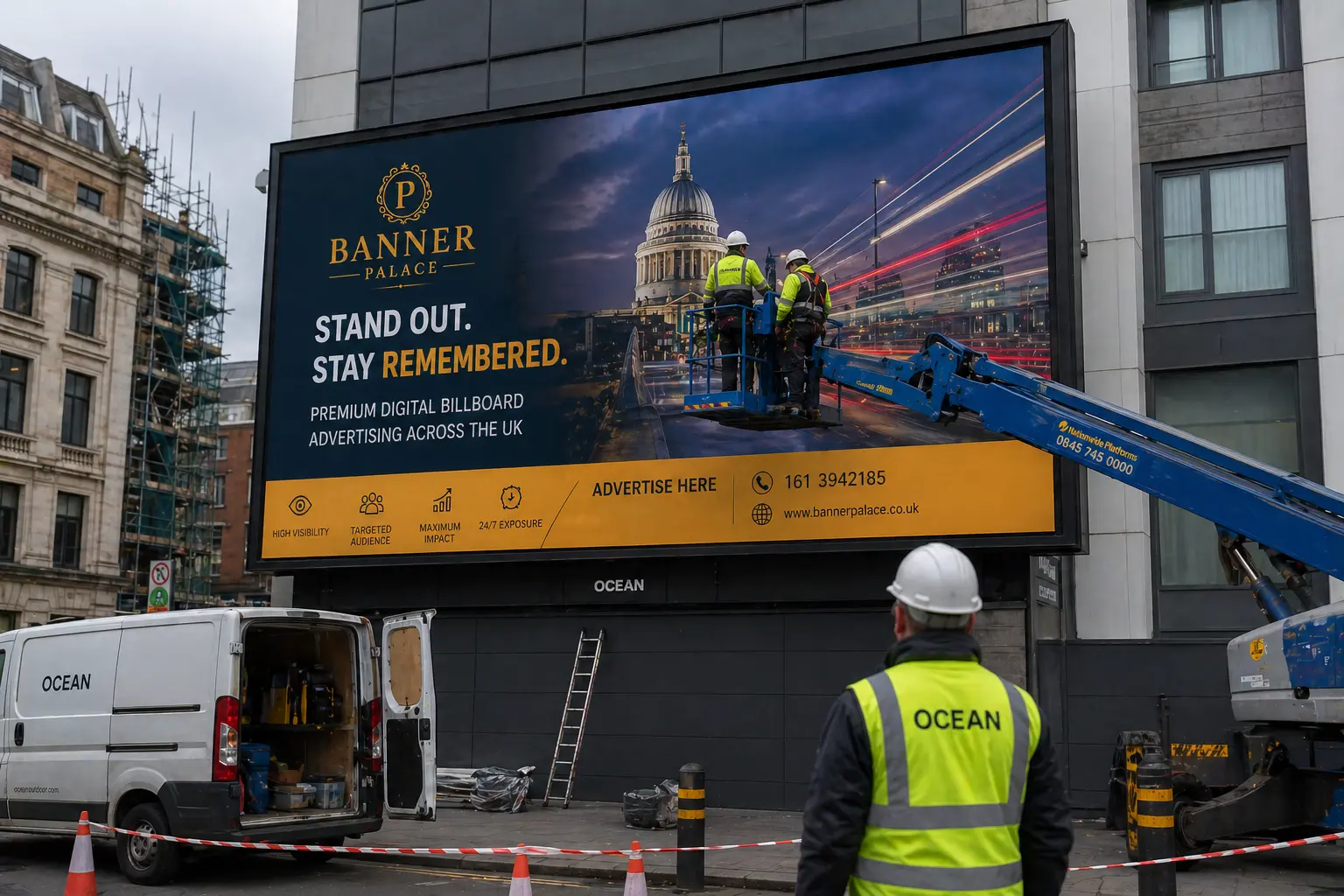 large format billboard printing UK vinyl banner installation outdoor